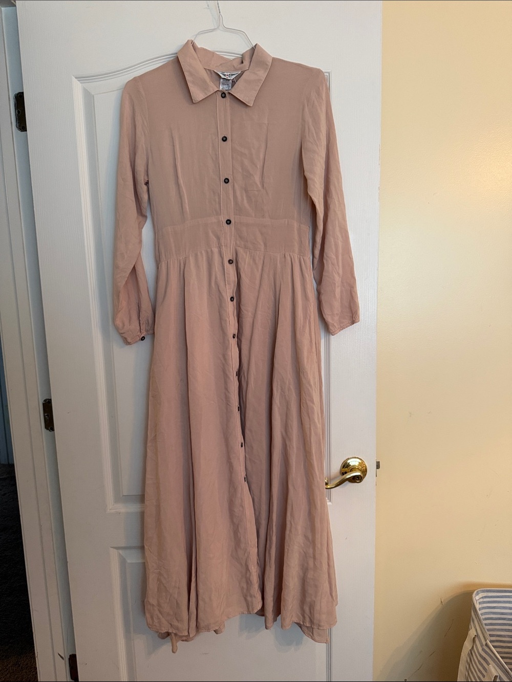 HARDTAIL Button-Front Long Sleeve Dress in Blush Pink SIZE S